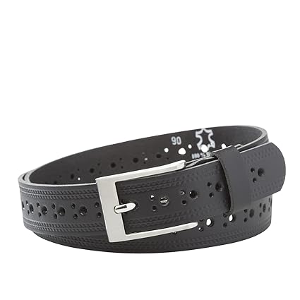 INVIDA Leder Gürtel unisex PERFO schwarz Bundweite 90-120 cm Rindsleder buckle belt nickelfrei