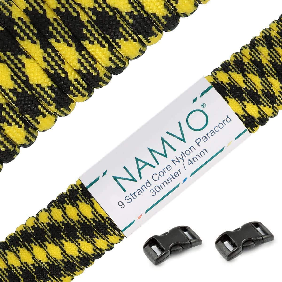 Namvo 100 Feet, 9 Inner Strands, Strong Breaking Strength, 4mm Diameter 550 Paracord Mil Spec Type III Nylon Parachute Cord
