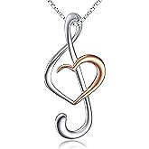 DAOCHONG (Musical Note Necklace Pendant 925 Sterling Silver Jewelry for Women, 18 Inch