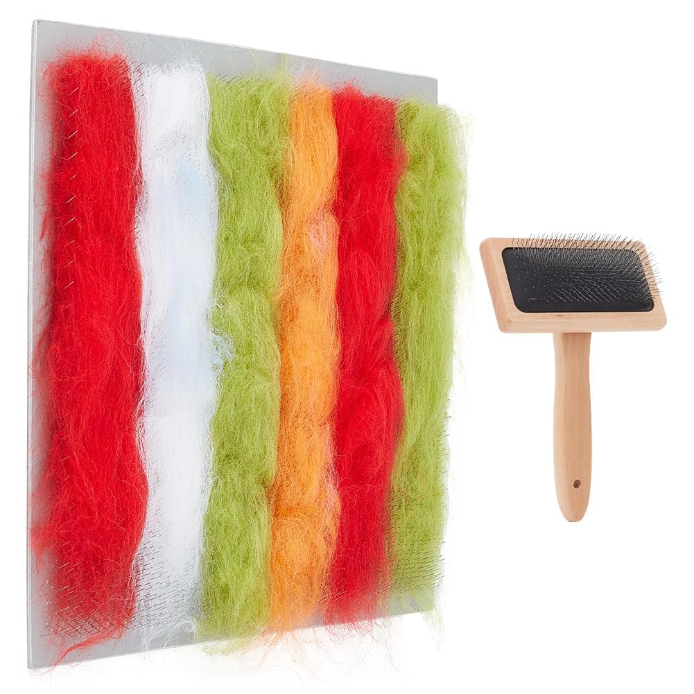 BENECREAT Wool Blending Board Carding Brush Set, 252x252mm Rubber & Gauze Blending Board with Wool Brush Wool, Needle Felting Tools for Felt Making Craft DIY Mother's Day