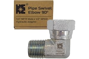 HE COSMOSTAR Cosmostar 1/2" NPTF Male x 1/2" NPSM Pipe Swivel Elbow 90-degree, Hydraulic Adapter