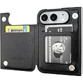 ONETOP for iPhone Duo Slim Wallet Case with Card Holder,Black | Kickstand,ID/Cash Holder,Case Wallet with Card Slots,Dual Magnetic Clasp,Durable PU Leather Shockproof Cover for Women Men