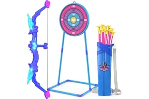 OCDITIKL Kids Bow and Arrow Toy, Angel Light Up Archery Set W/ 10 Suction Cup Arrows, Targets & Quiver, Outdoor/Indoor Games for Kids Ages 4-7 8-12, Birthday Gifts for 4 5 6 7 8 9 10 11 12 Year Old Boys Girls