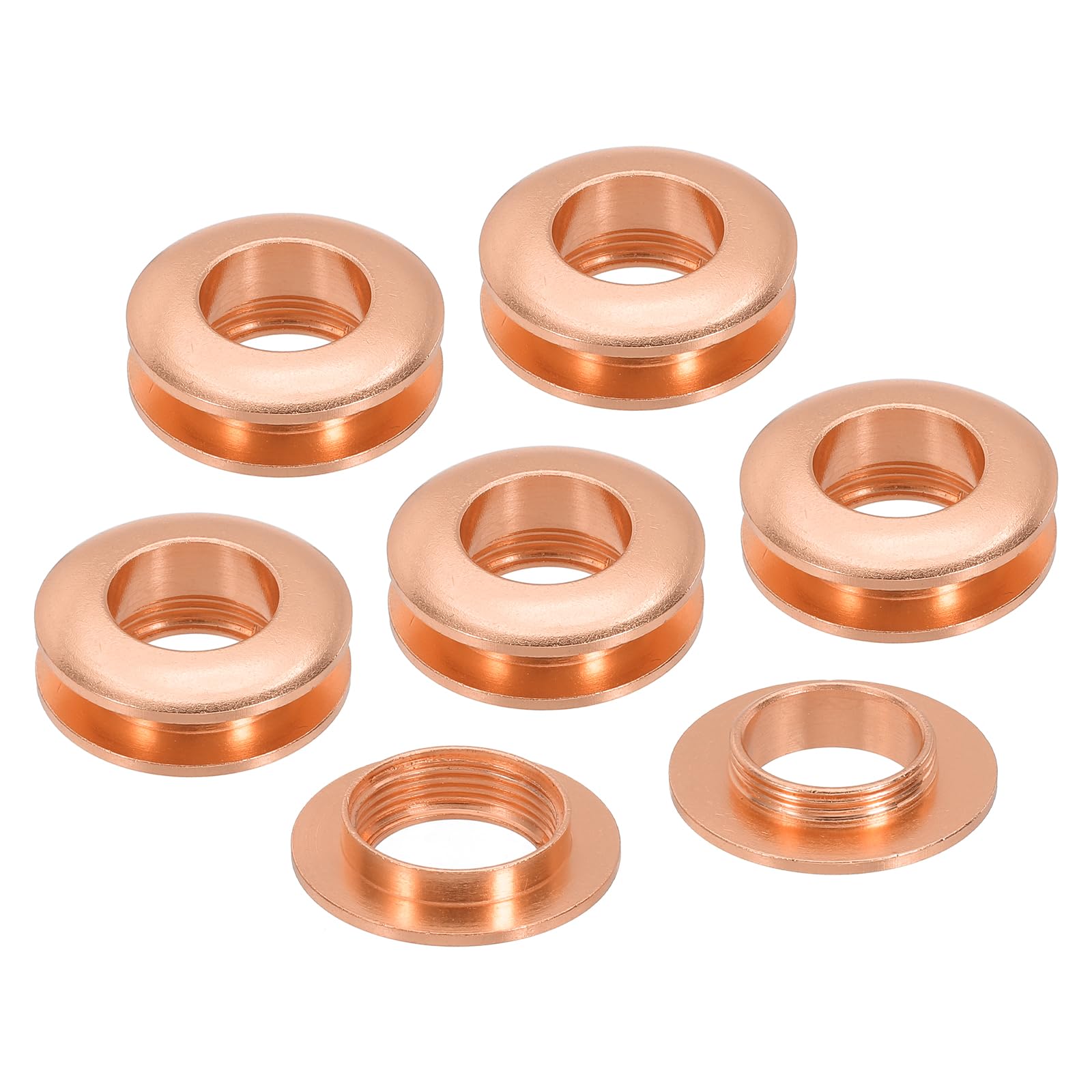 PATIKIL 15.5mm(5/8 inch) Solid Brass Hole Eyelets, 6 Pcs Arc Surface Self Backing Grommets with Washer for Shoes Clothes Crafts Bag Leather Craft, Rose Gold