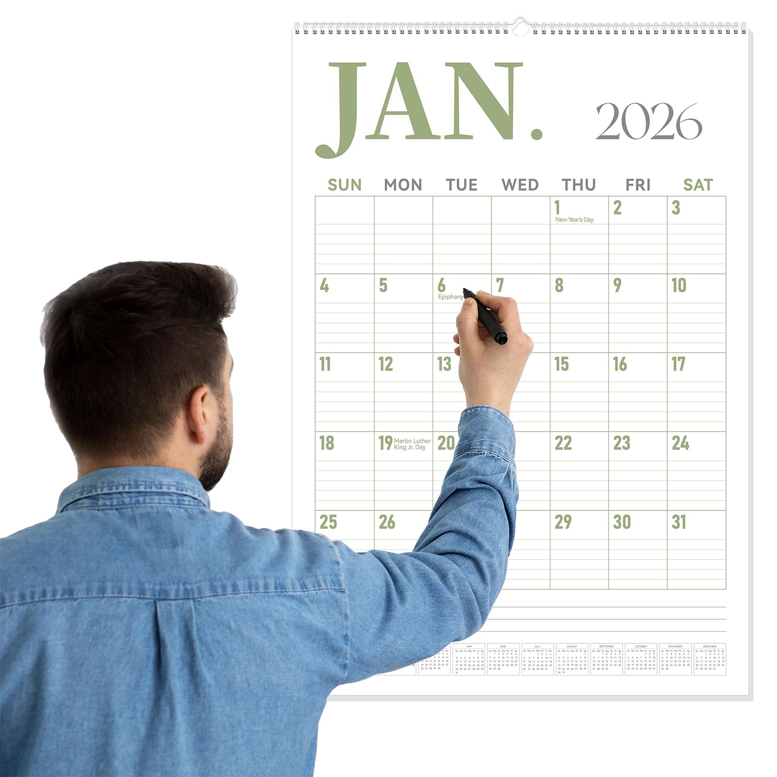 Photo 1 of Guasslee Extra Large Wall Calendar 2026, 30" X 20" Jumbo Desktop Monthly Calendar from Jan. 2026 to Jun. 2027,18 Months Wall Planner with Thick Paper for Home School Office Organizing
