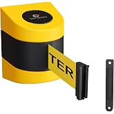 Crowd Control Warehouse - CCW Series WMB-230 Fixed Wall Mount Retractable Belt Barrier - 30 Foot Belt, Yellow"Caution - DO NOT Enter" Yellow ABS Case