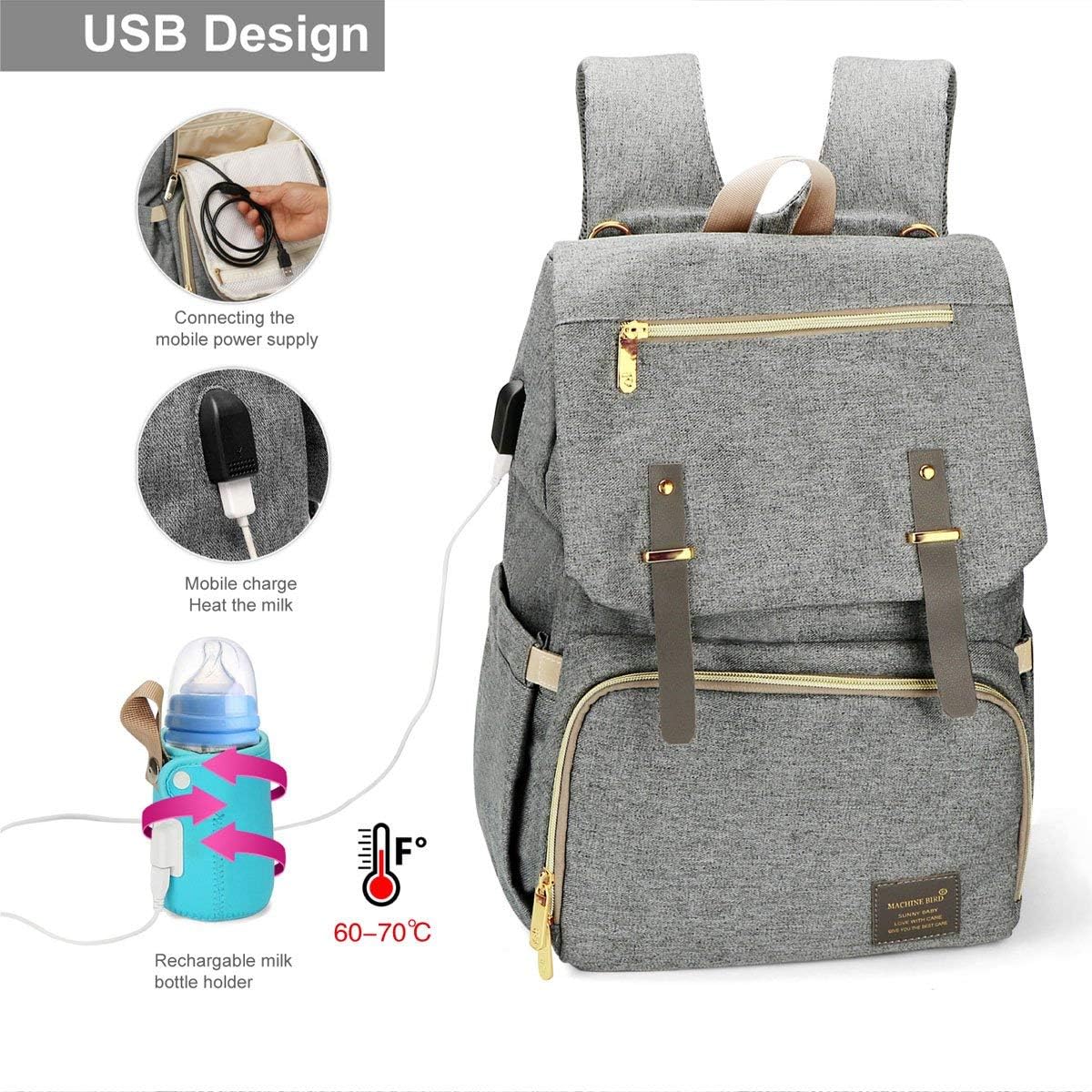 diaper bag with charger and bottle warmer