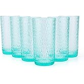 KX-WARE 22-ounce Honeycomb Highball Glasses Plastic Tumbler Acrylic Glasses, set of 6 Turquoise