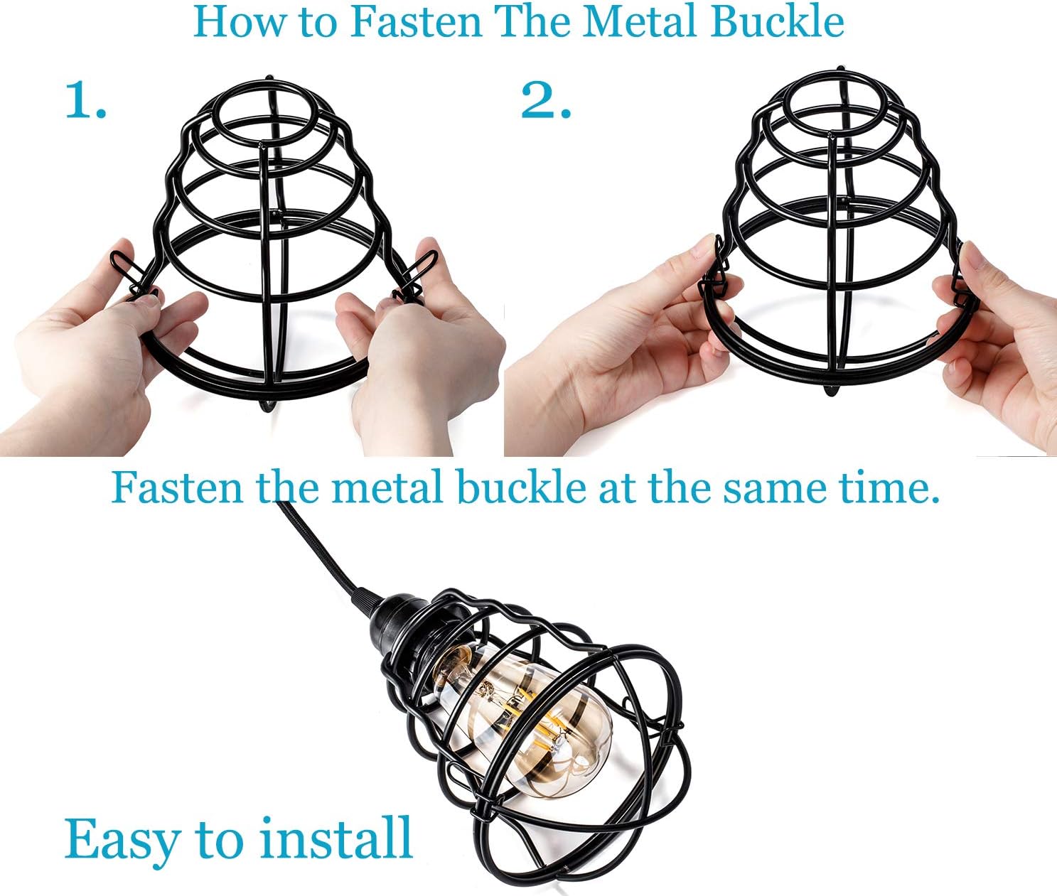Industrial Pendant Light INNOCCY Edison Hanging Cage Pendant Lights E26 E27 Base Vintage Adjustable Pendant Lamp Fixture for Kitchen Home Lighting 2 Pack - - 