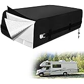 RV Air Conditioner Cover, 600D Heavy-Duty 3 Layer Insulated, Reinforced Windproof RV AC Covers for Roof, Compatible with Dometic Brisk II, Duo-Therm Brisk Air (32"D x 29"W x 15"H), Black