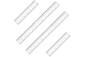 4 Pack 12+6-Inch Straight Rulers,Clear Plastic Ruler, Suitable for Student School and Office Drawing Measuring Tools, Kids Ru