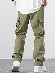 PLEPAN Men's Casual Cargo Pants Drawstring Hiking