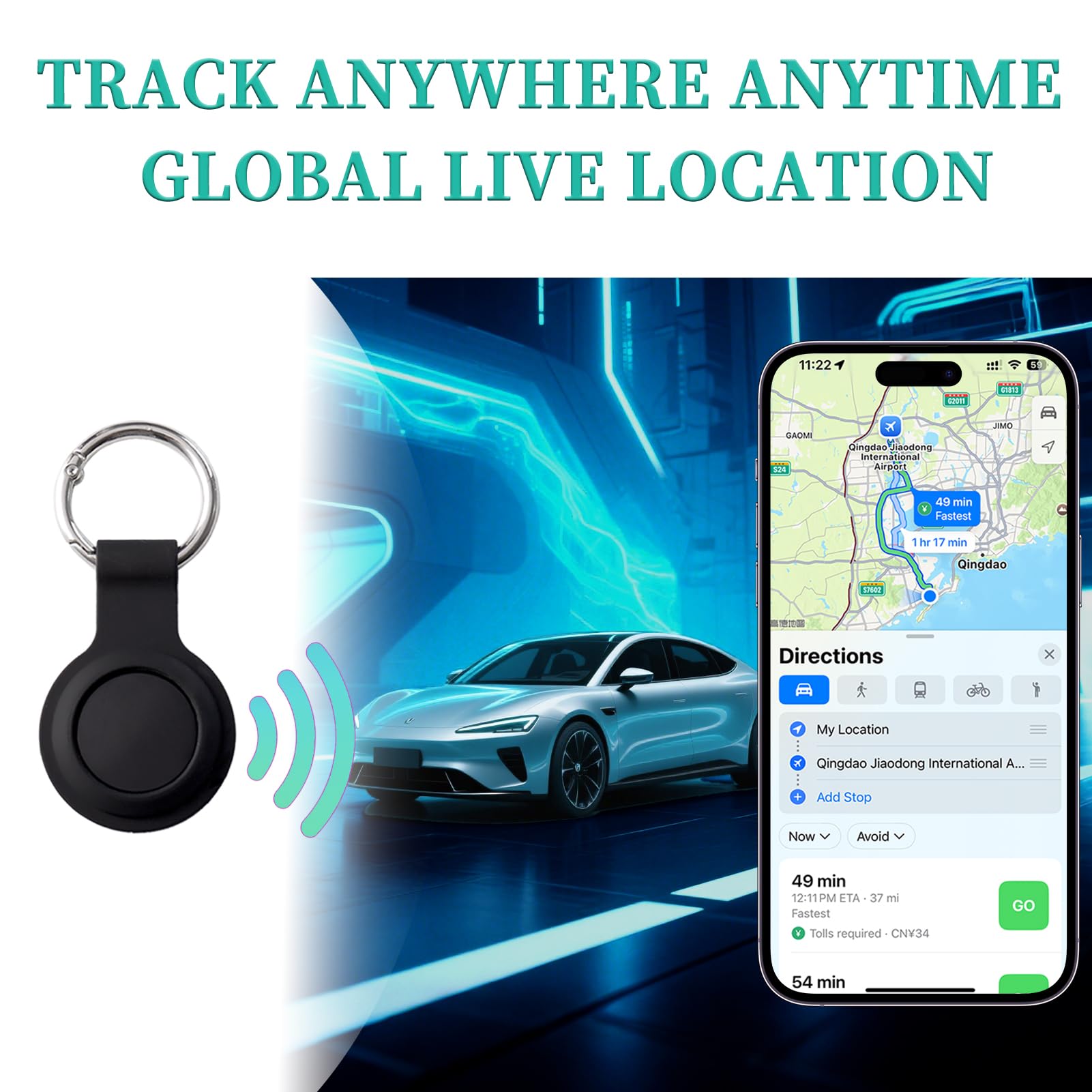 2 Pack GPS Tracker and 2 Keychains for Vehicles Work with Find My (iOS Only) Real Time Hidden Mini Car Locator Tracking Global Coverage Device No Monthly Fee or Subscription No SIM Card Required
