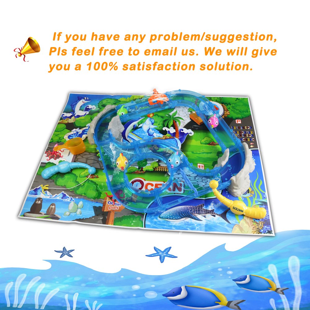 Water Play Table Toy Fishing Game Splash Waterpark with Accessories and Music Shine for Kids 3+, 30*29*17cm, Small Size