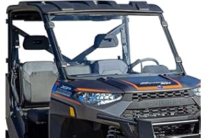 SuperATV Heavy Duty Non-Scratch Resistant Full Windshield for 2013-2019 Polaris Ranger XP 900 / XP 900 Crew | 1/4" Thick Polycarbonate 250X Stronger Than Glass | Preinstalled Bulb Seal | USA Made