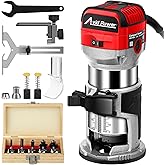 AVID POWER 6.5 Amp 1.25 HP Compact Router Tools for Woodworking, Fixed Base Wood Router with Trim Router Bits, 6 Variable Spe