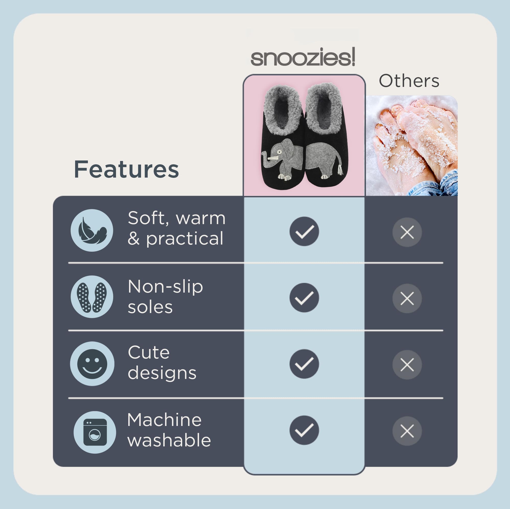 Snoozies Animal Slipper Socks for Women, Funny Animal and Fuzzy Slippers Soft Non-Slip with Sherpa Lining, Cute Slippers|Elephants, Medium