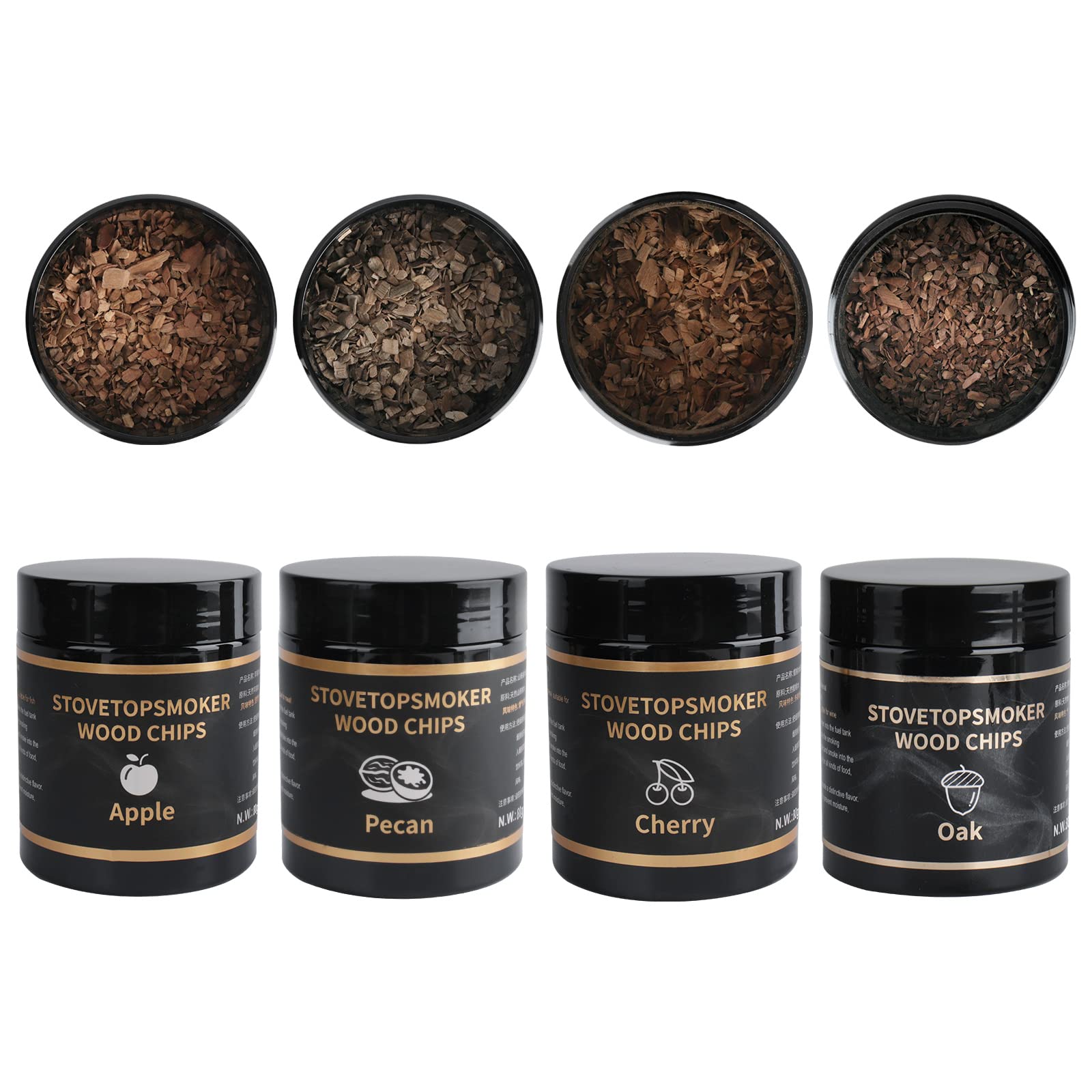 BORUiT Smoker Wood Chips for Smoking and Grilling, 4 Flavors Natural Apple Pecan Cherry Oak Smoking Wood Chips Great for BBQ Smoking Beef Pork Chicken Fish and Whisky