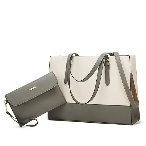 Laptop Bag for Women 15.6 inch Laptop Tote Bag Leather Classy Computer Briefcase for Work Waterproof Handbag 2pcs Set