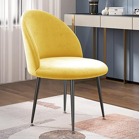 Amazon ダイニングチェア チェア イス 肉厚座面クッション 背もたれクッション 椅子 食卓椅子 おしゃれ リビング 在宅勤務 イエロー ダイニングチェア オンライン通販