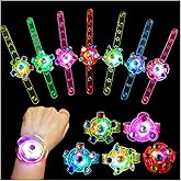 32 Pack LED Light Up Fidget Spinner Bracelets Party Favors for Kids 4-8 8-12, Glow in The Dark Party Supplies, Birthday Gifts, Treasure Box Toys, Goodie Bags Stuffers for Kids