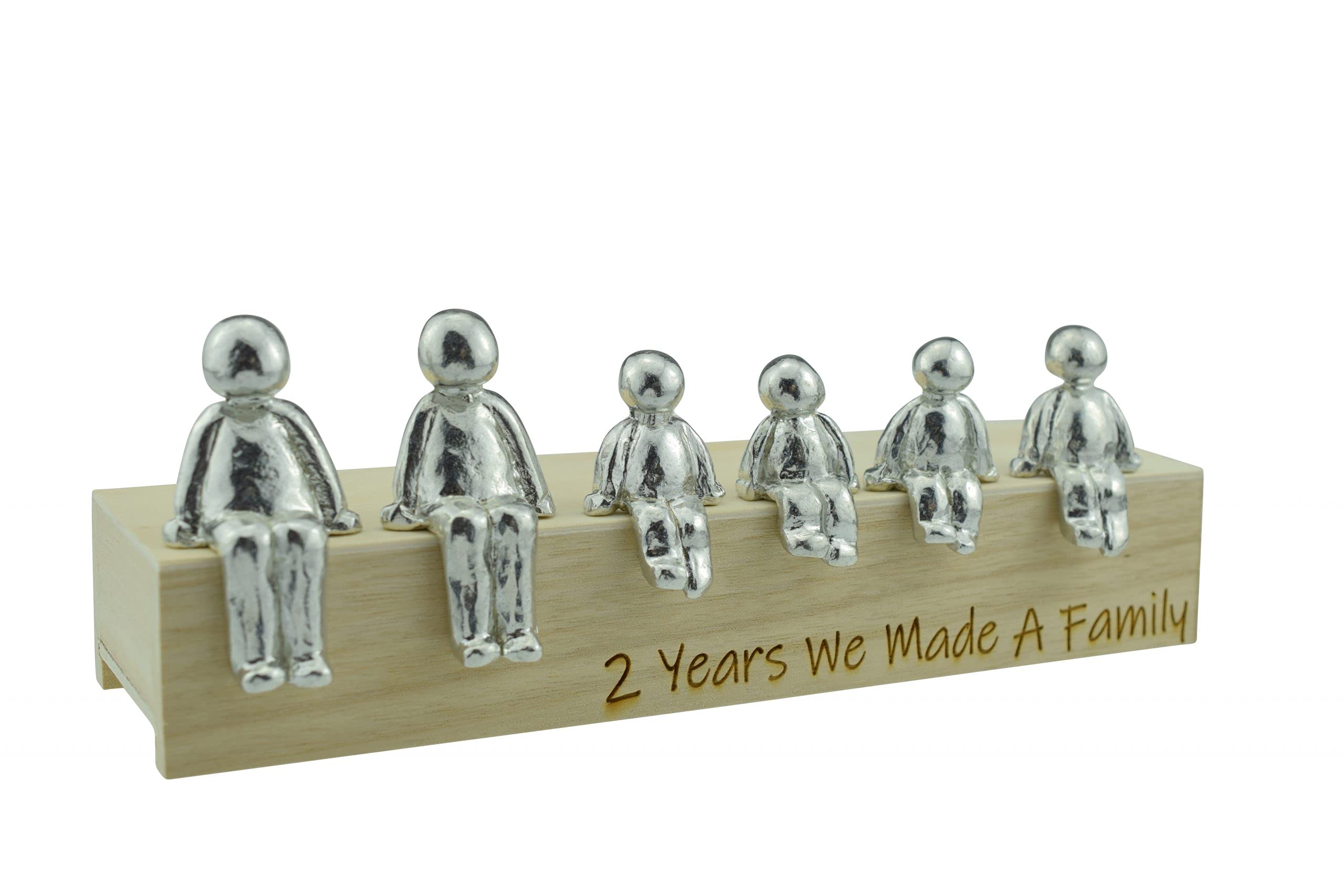 Pirantin 2nd Anniversary Idea - 2 Years We Made A Family Metal Ornament - Choose Your Family Combination Box & Woodgrain May Vary(4 Children)