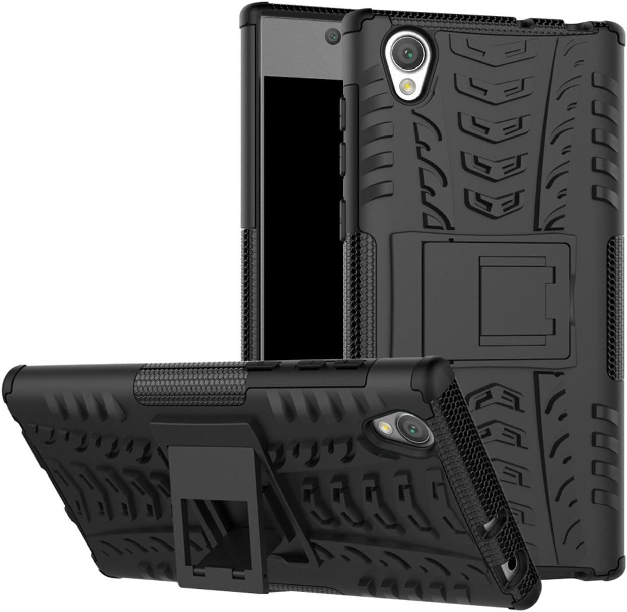 AyiHuan Sony Xperia L1 Case, [Outdoor series] Heavy Duty Shock Proof Protective Armour Dual Protection Case with Back Stand Bumper Protective Case for Sony Xperia L1,black