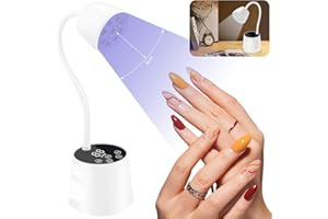 DAQVQ UV LED Nail Lamp - Gooseneck UV Light for Gel Nails Cordless USB 27W Nail Dryer 2 in 1 Gel Lamp and Desk Lamp with 4 Times & Auto Sensor Professional Fast Flash Curing Polish Nail Art(White)