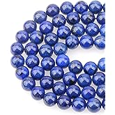 LPBeads 100PCS 8mm Blue Lapis Gemstone Round Loose Beads for Jewelry Making with Crystal Stretch Cord