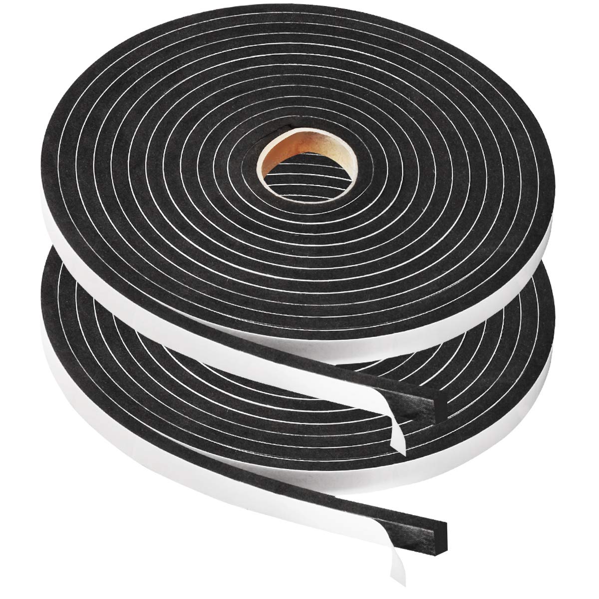 2 Pack Foam Tape Weatheratrip for Door Window Insulation,12mm(W) x 6mm(T) High Density Single Sided Foam Seal Tape Strips Adhesive,2Rolls Total 10M Long