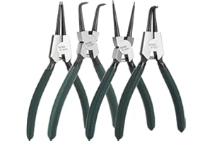 FENGWU 4 Piece 7 Inch Internal/External Snap Ring Pliers Set Heavy Duty Circlip Pliers Kit Straight/Bent Jaw Pliers for Ring Remover Retaining and Remove Hoses