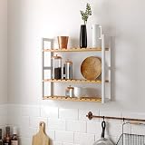 SONGMICS Bamboo 3-Tier Shelf Wall Mount/Free Standing White BCB13WN view 8