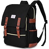 Modoker Eco-Friendly Vintage Laptop Backpack for Women Men,Travel Backpacks with USB Charging Port Fashion Backpack Fits 15.6Inch Notebook, Black