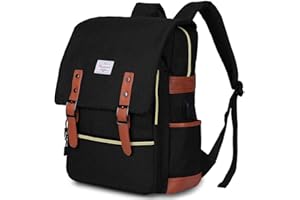 Modoker Vintage Laptop Backpack for Women Men,Travel Backpacks with USB Charging Port Fashion Backpack Fits 15.6Inch Notebook, Black