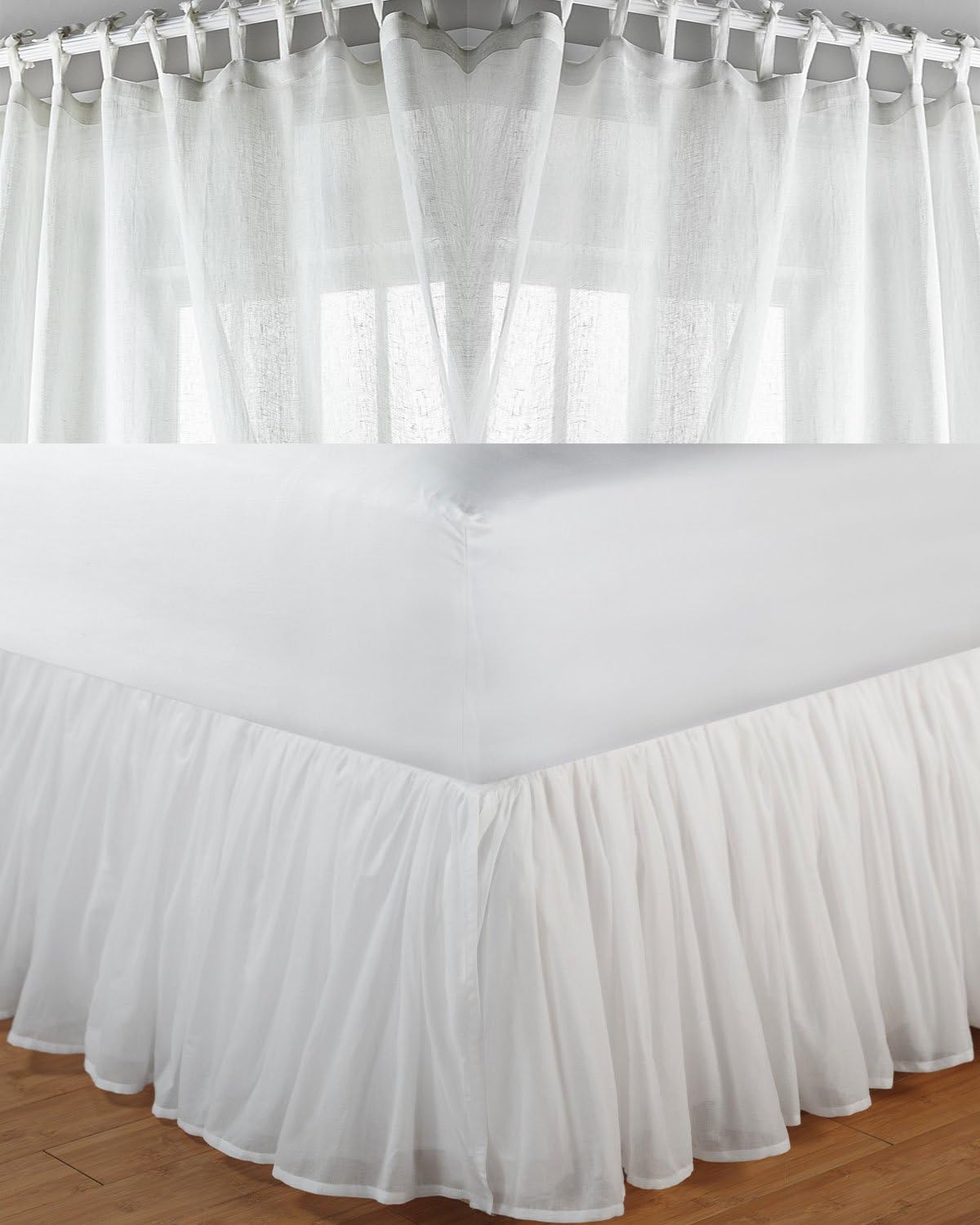 Ds White Organic Linen Gauze/sheer Lined Bed Skirt or Dust