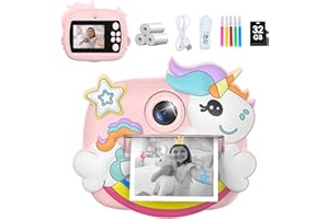 KIDWILL Kids Instant Print Camera,1080P Video Instant Camera for Kids with 32GB SD Card, Toy Camera Christmas Birthday Gift for Girls Boys Age 3 4 5 6 7 8 9 10, Christmas Stocking Stuffers,Pink