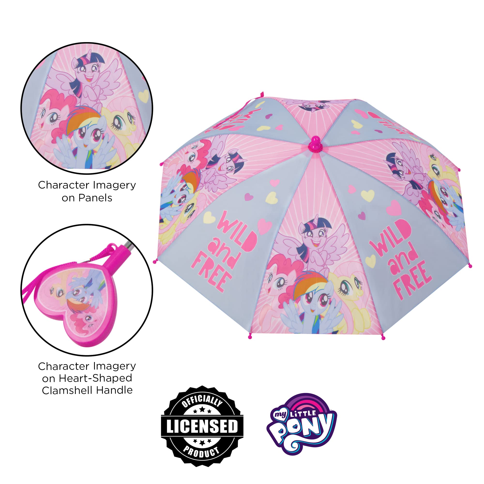 Hasbro Kids Umbrella, My Little Pony Toddler and Little Girl Rain Wear for Ages 3-6