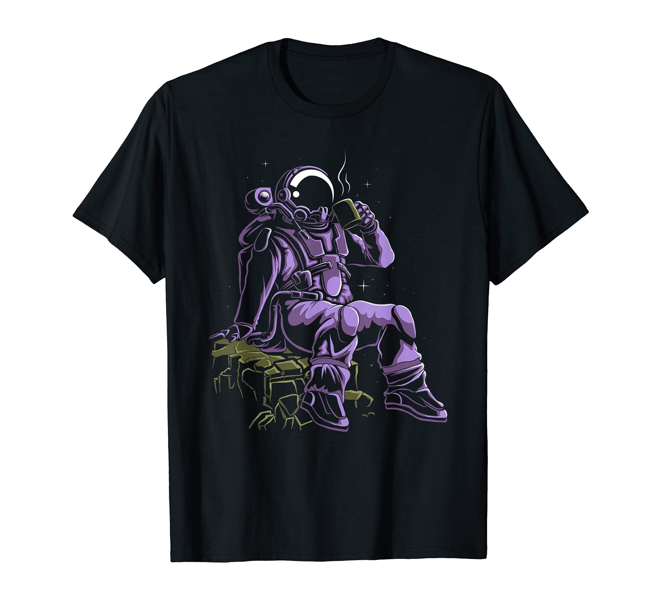 Astronaut With Coffee Mug - Caffeine In Space T-Shirt