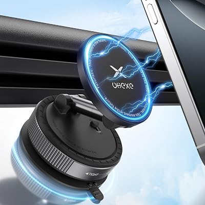 Magnetische Handyhalterung fürs Auto Vakuum-Magnet-Autohandyhalterung für Magsafe, 360° verstellbar mit Ultra-Saugnapf Haftkraft - Für iPhone 17 Pro Max 16 15 14 13 12 Air Plus (Schwarz)