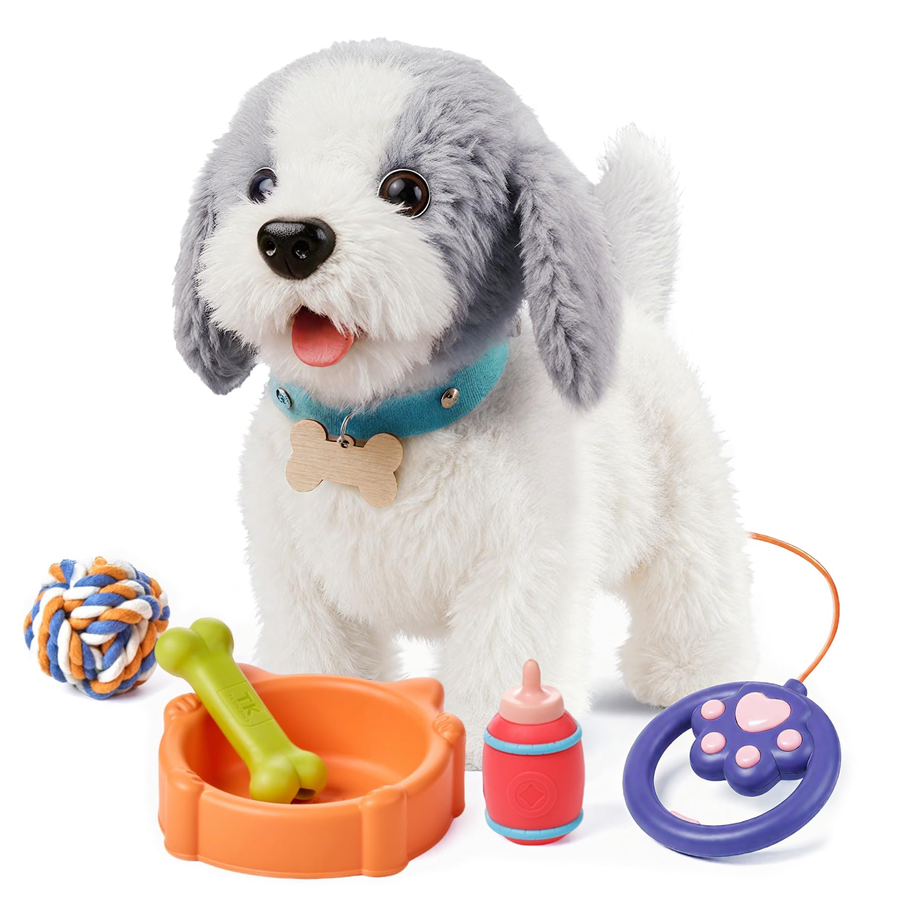 Photo 1 of OR OR TU Walking Barking Toy Dog with Remote Control Leash, Plush Puppy Electronic Interactive Toys for Kids, Shake Tail,Pretend Dress Up Realistic Stuffed Animal Dog Age 3 4 5 6+ Years Old Best Gift