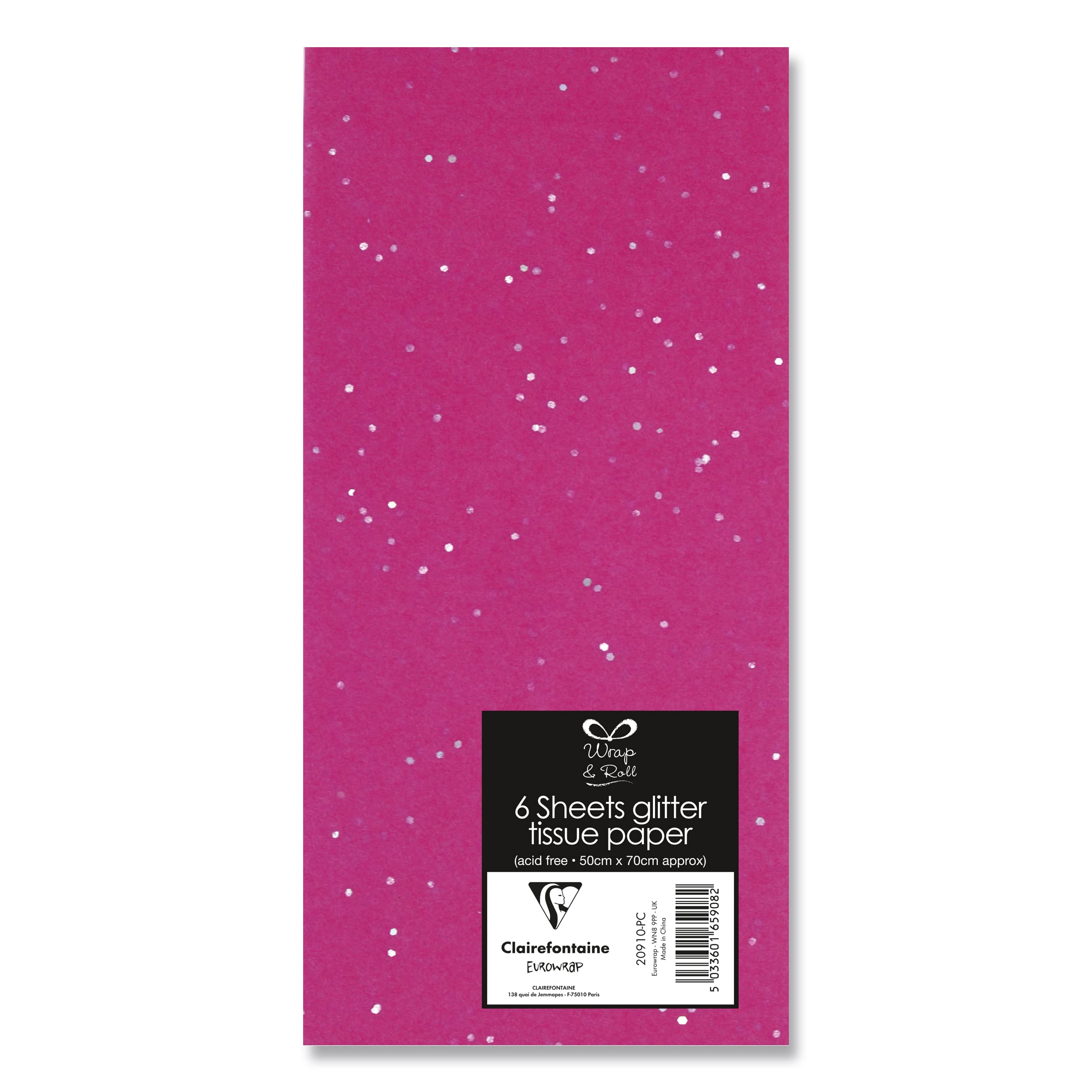 Eurowrap Pink Glitter Tissue Paper - 6 Sheets