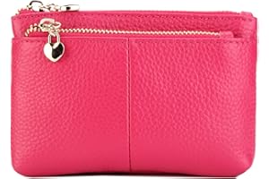 ZOOEASS Women Genuine Leather Zip Mini Coin Purse With Key Ring Triple Zipper Card Holder Wallet