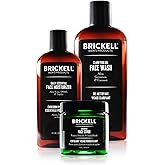 Brickell Men's Daily Advanced Face Care Routine I, Gel Facial Cleanser Wash, Face Scrub, Face Moisturizer Lotion, Natural and Organic, Unscented, Men's Skin Care Gift Set