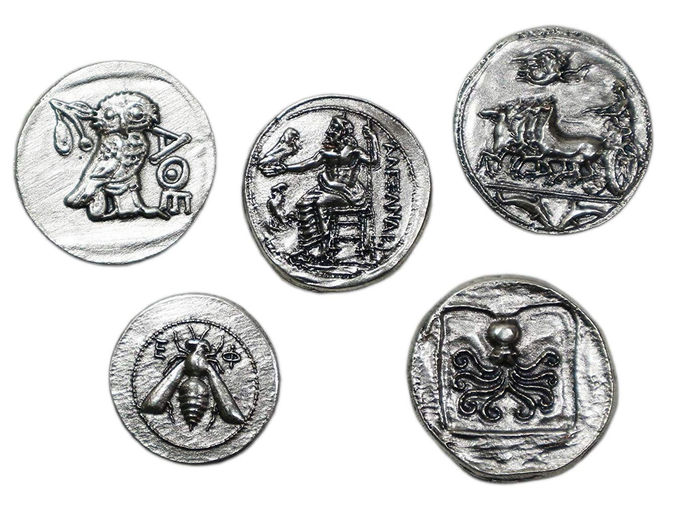 Silver Plated Ancient Greek Coins - Reproduction Tetradrachm - 5 pieces SET