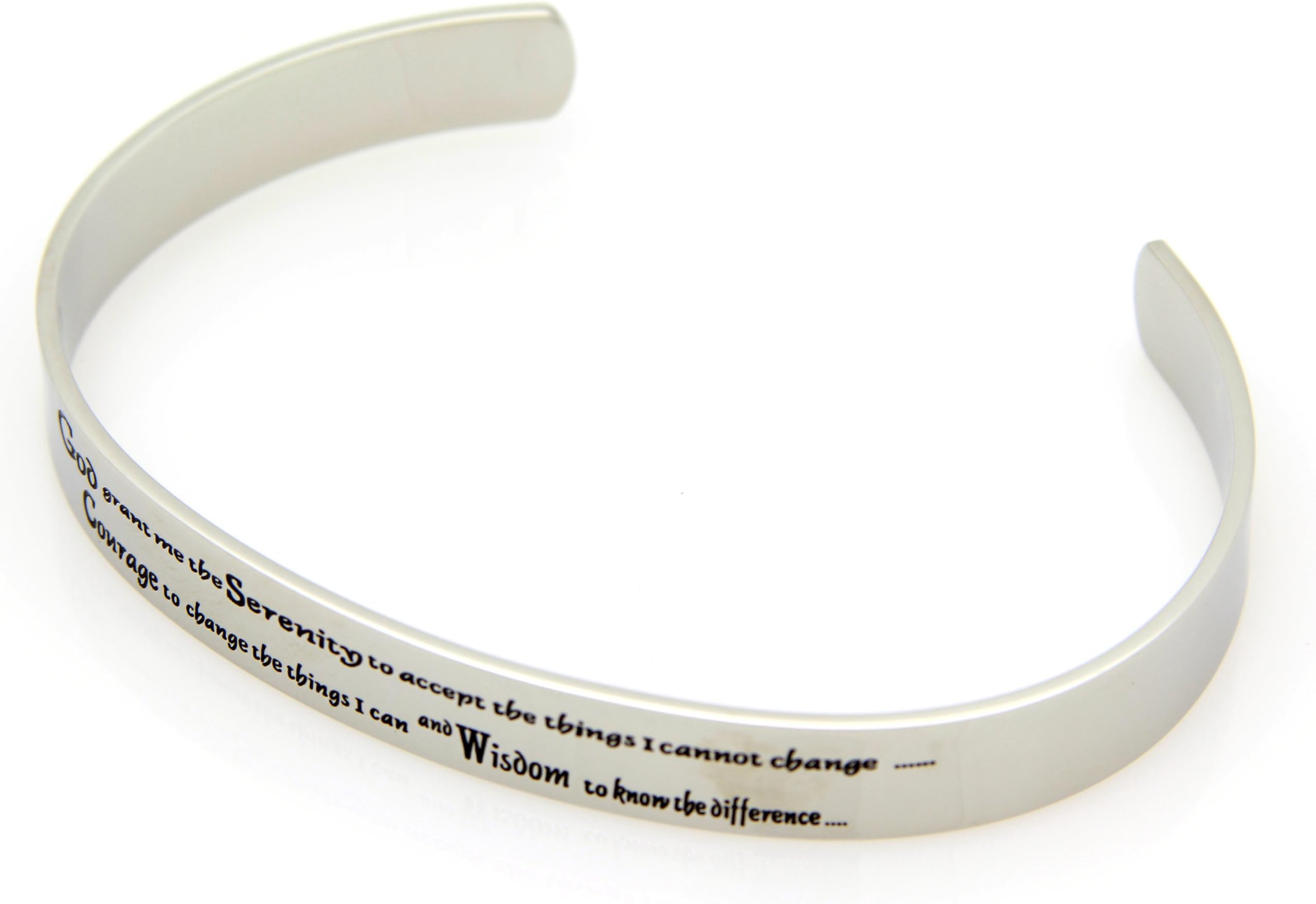 Rush Industries Serenity Prayer Cuff Bracelet Etched Stainless Steel Bracelet - 12 Step Bracelet