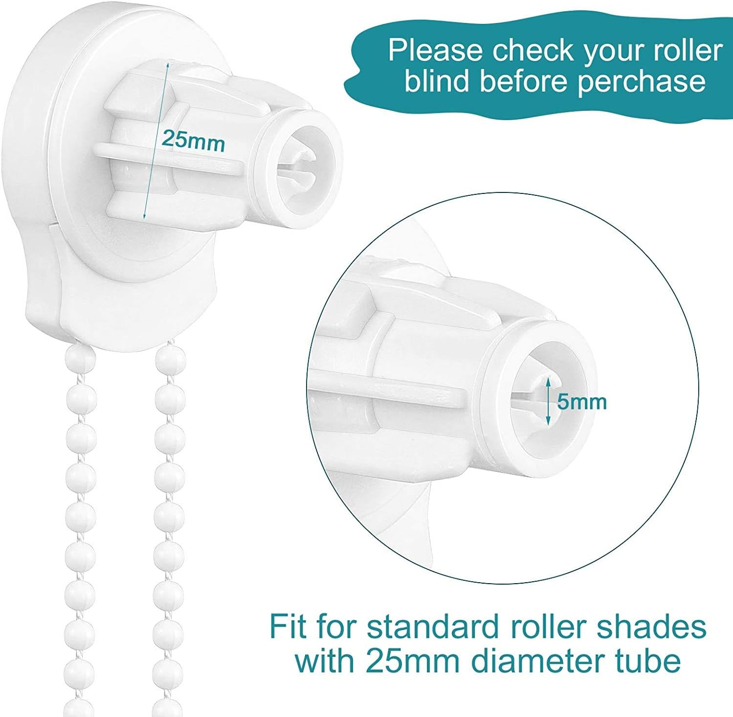 Roller Blind Fittings Replacement Repair Kit, NETUME 25mm Window