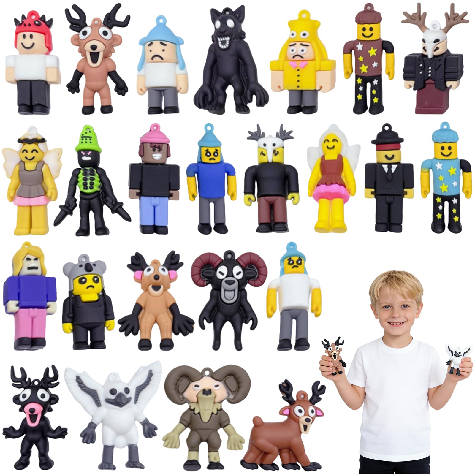 Hyhuiyin 24 PCS 99 Nights In The Forest Figures, 2.3 Inch Monster Figures Action Figure Toys with Deer Owl Ram Design Funny Toy Model Set for Collectors Game Fans Home Decor Gift