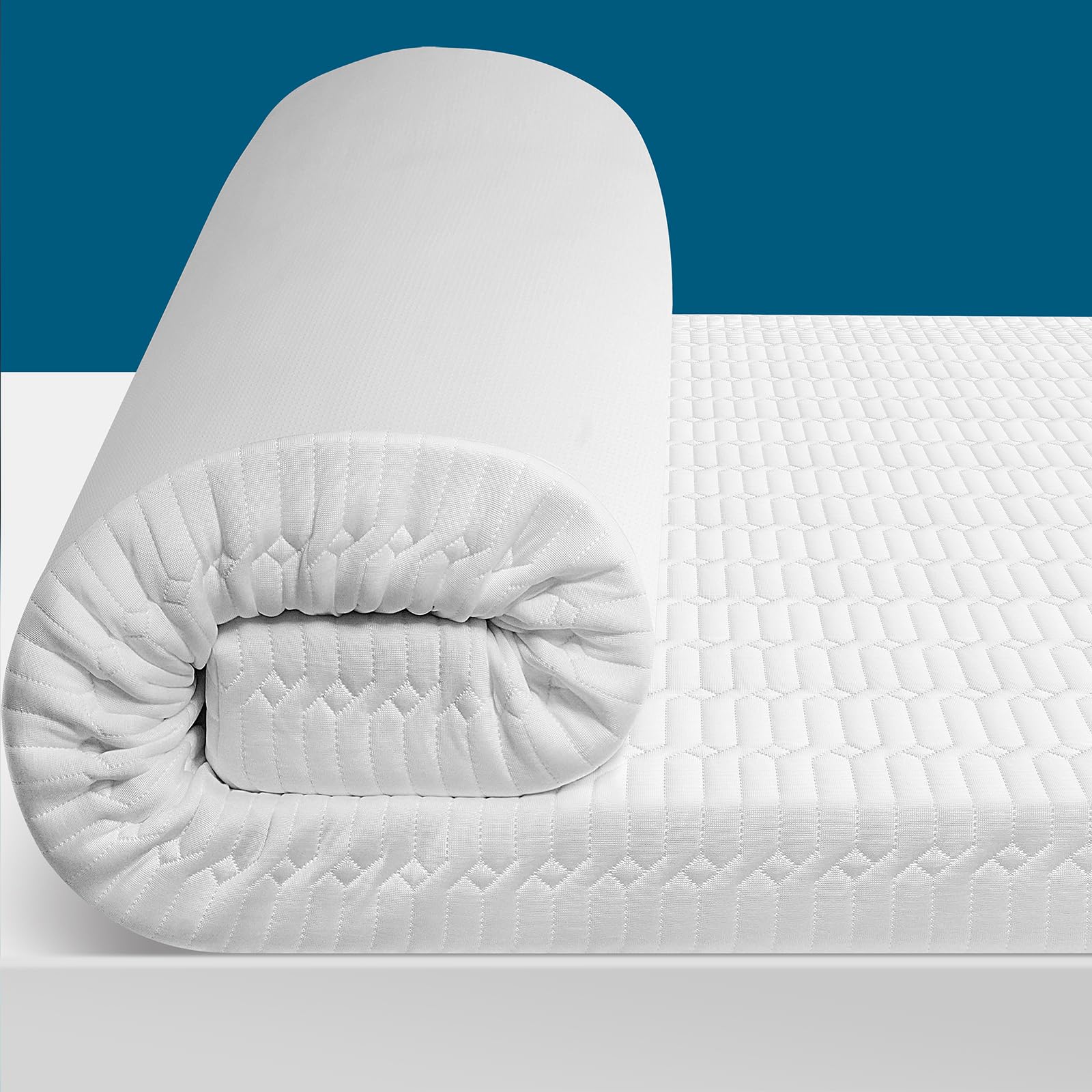 Photo 1 of PECASOY 3 Inch Cooling Gel Memory Foam Mattress Topper King Size, Bed Topper with Removable Bamboo Cover,Mattress Topper Memory Foam, Bed Mattress Pad California King Topper