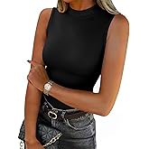 Zeagoo Womens Sleeveless Mock Turtleneck Tank Tops Slim Fit Stretch Ribbed Tops Casual Basic Layering Shirts 2026