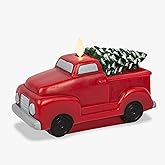 Luminara - Flameless Holiday LED Candle Battery Operated Moving Flame - Red Truck - Pack of 1-7.3x5.5x5.5 - Auto Timer Built-in 5-Hour Timer Candle